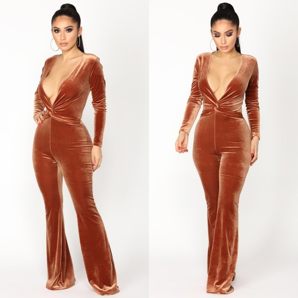 Fashion Nova Pants - NWT Fashionnova Sexy Velvet Twist Front Jumpsuit